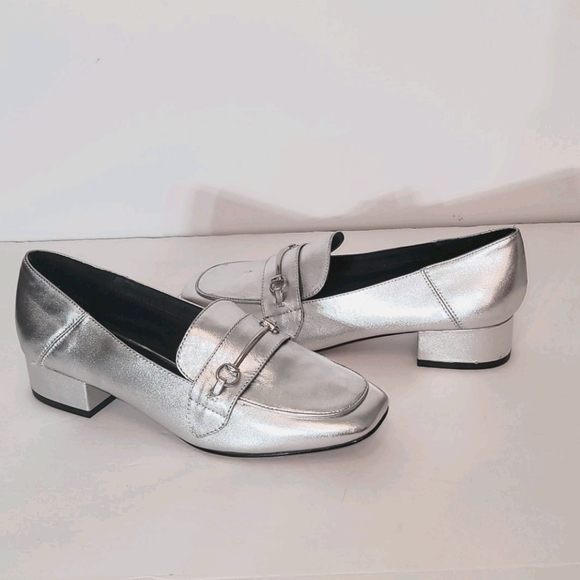 STEVE MADDEN Silver Leather Horsebit Timbir Slip O - Picture 2 of 10